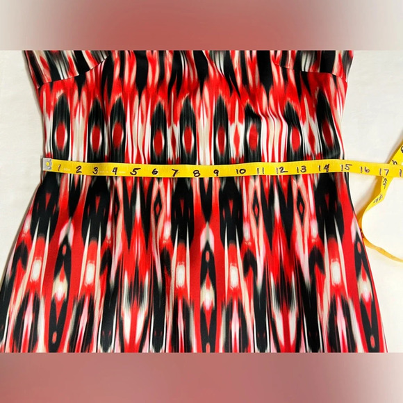 CALVIN KLEIN Red and black abstract print sleeveless sheath dress size 8 - Picture 12 of 14